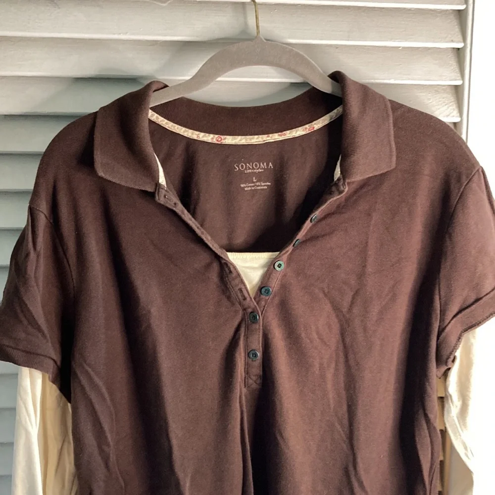Sonoma - L brown and tan faux two shirts - Picture 3 of 8